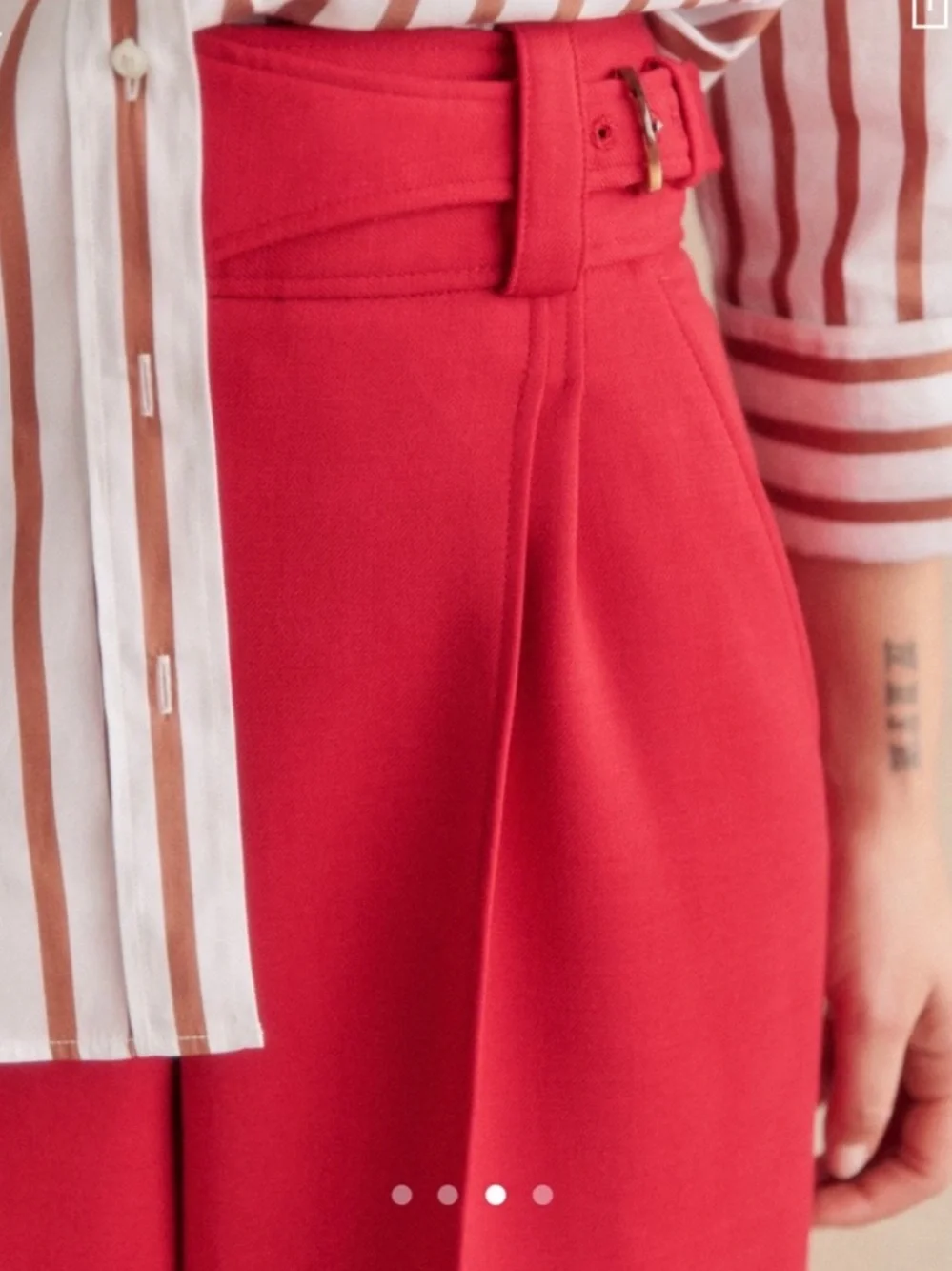 Sezane Coral Red Aldo Trouser Cotton Blend High Waist Dress Pants Size 38 or 6 - Picture 3 of 16